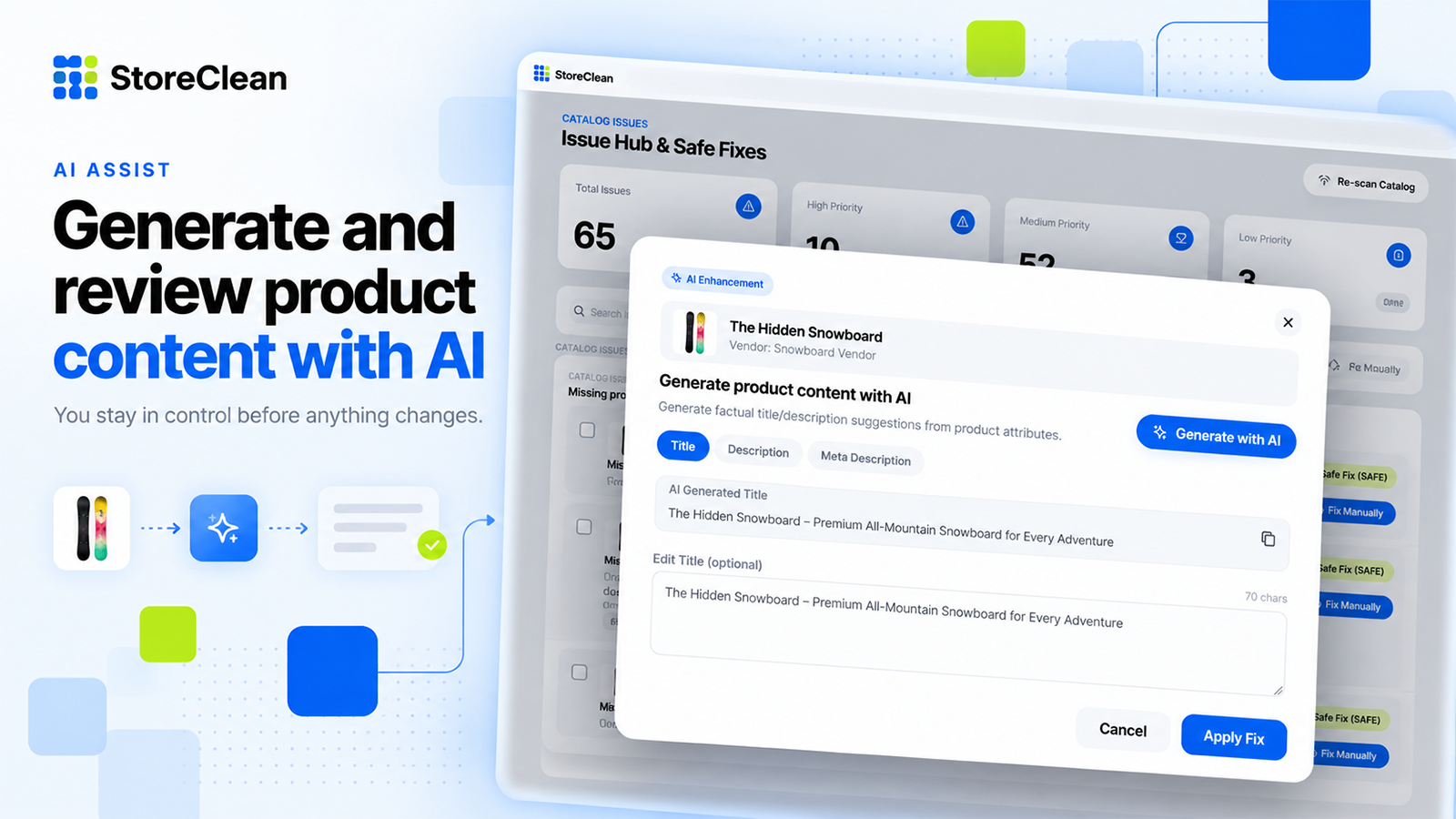 StoreClean AI Product Content Assistant Interface